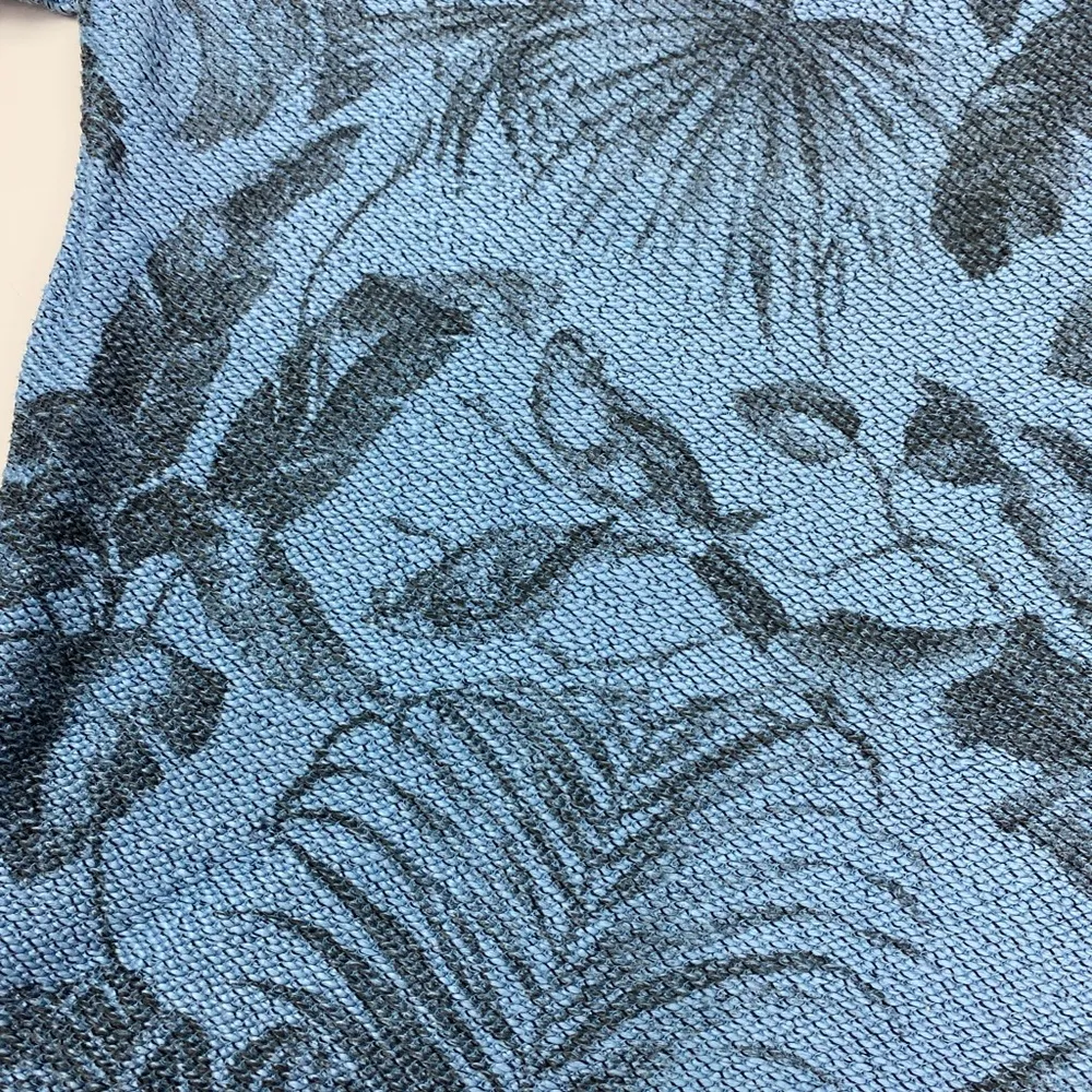 Soft Surroundings M Blue Bird Tropical Floral Pattern Sweater - Image 2