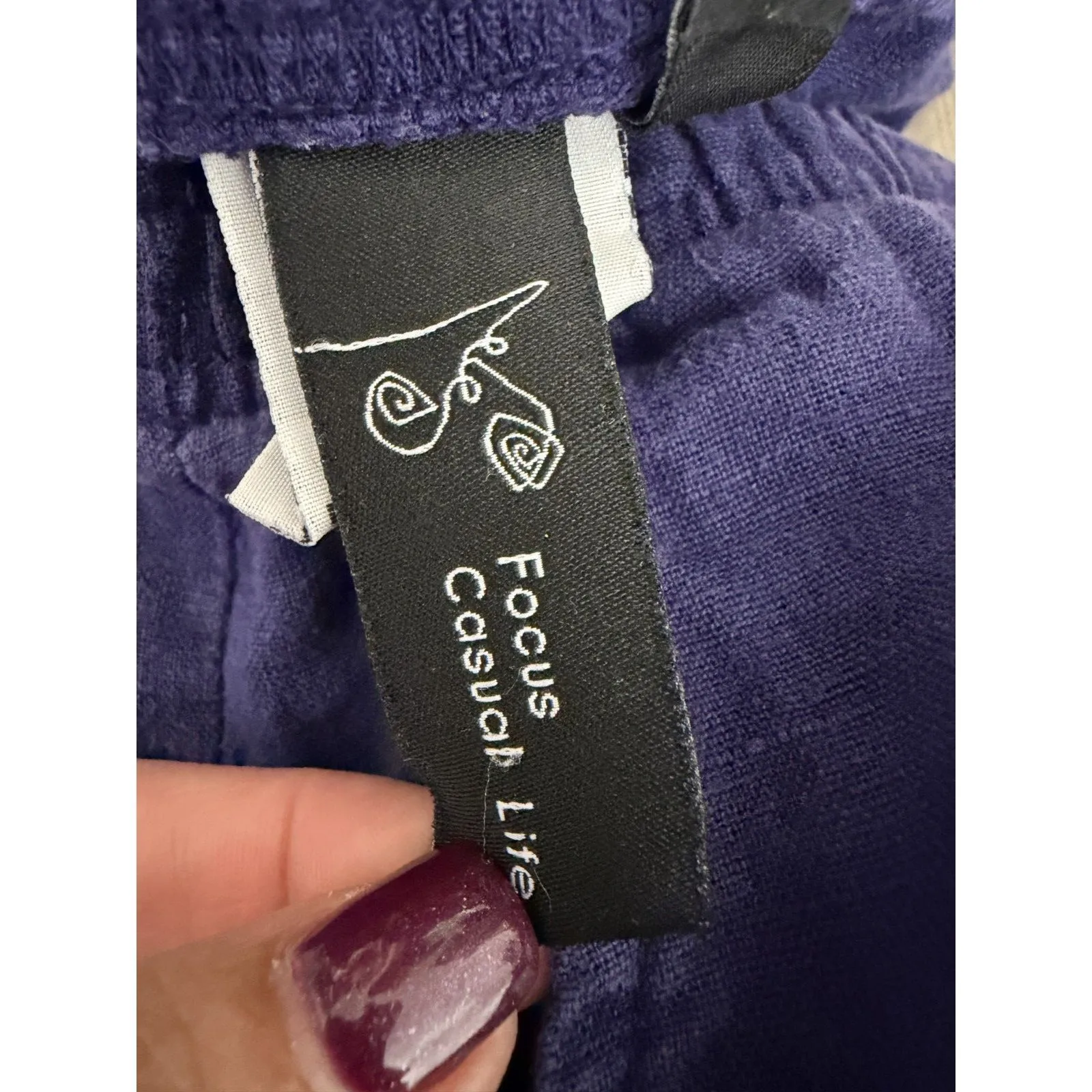 Focus Casual Life Linen Navy Blue Flowy Wide Leg Pants Size Small - Image 5