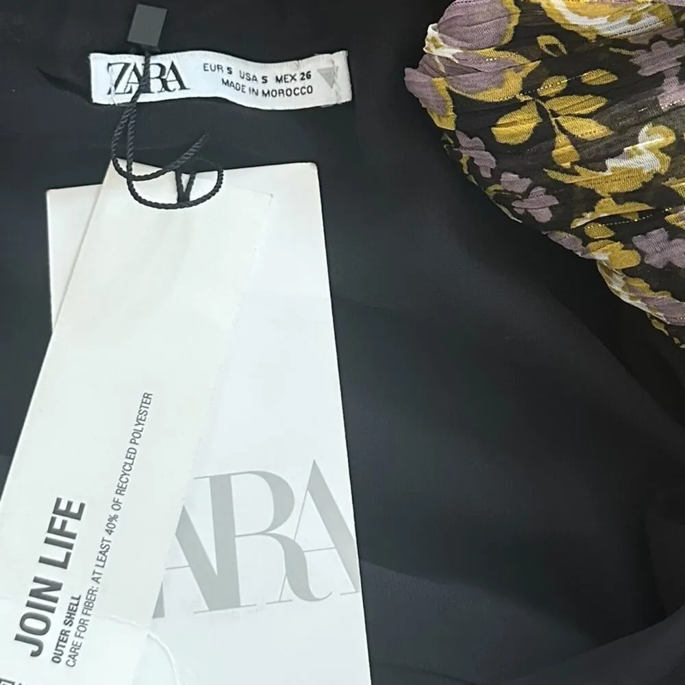 NEW Zara Floral Ruched One Shoulder Mini Dress Cocktail Party Size Small NWT - Image 13