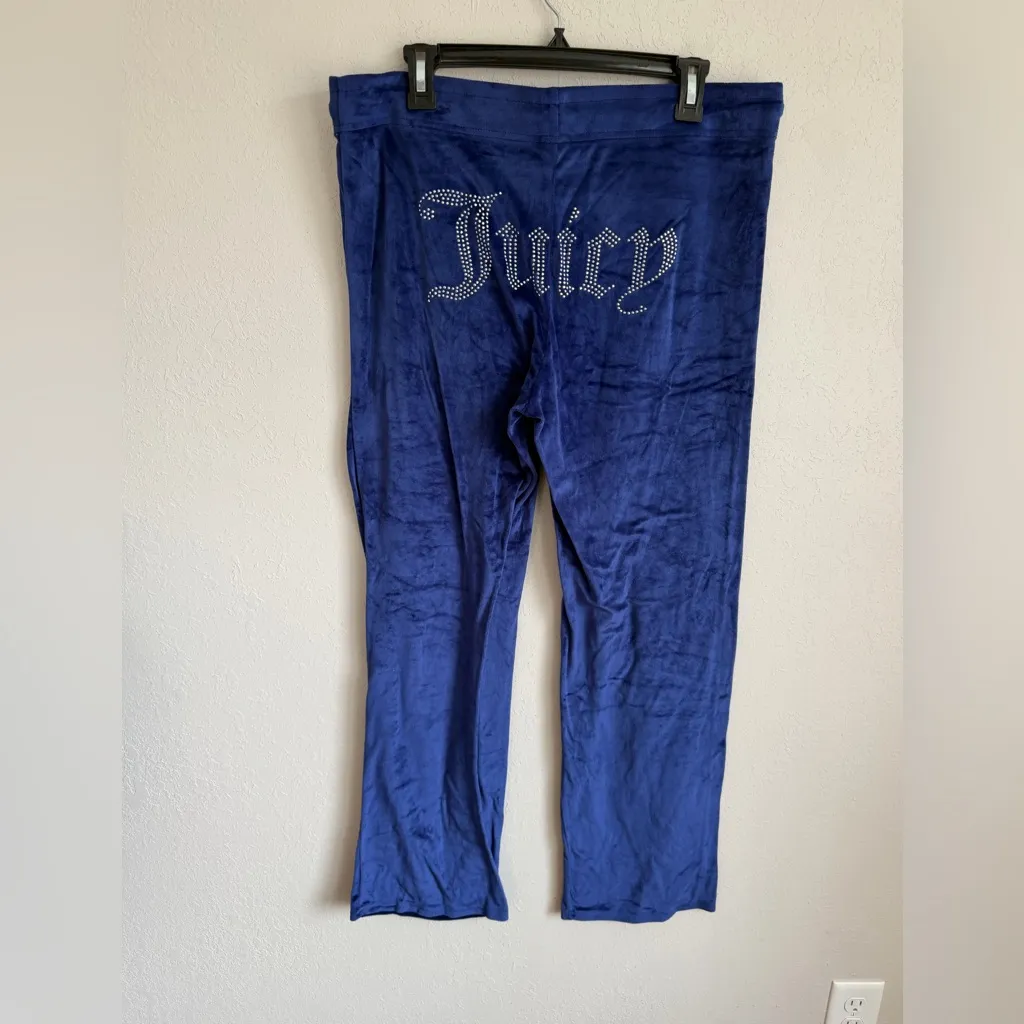 Juicy Couture Sleepwear OG Bling Indigo Velour Track Pant Womens L Y2K Bratz - Image 4