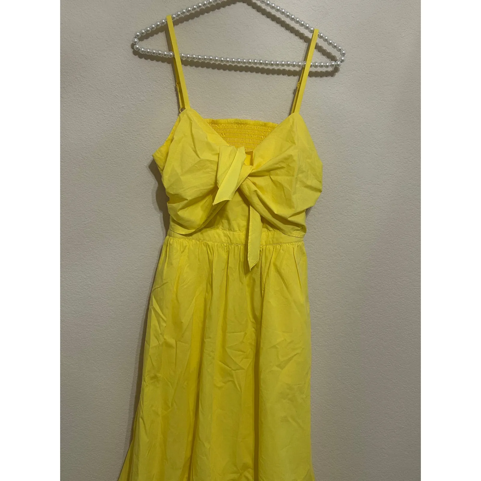 Joie Dress Size Small Cotton Bow Cut Out Back Sleeveless Summer Yellow Cute Midi - Image 4