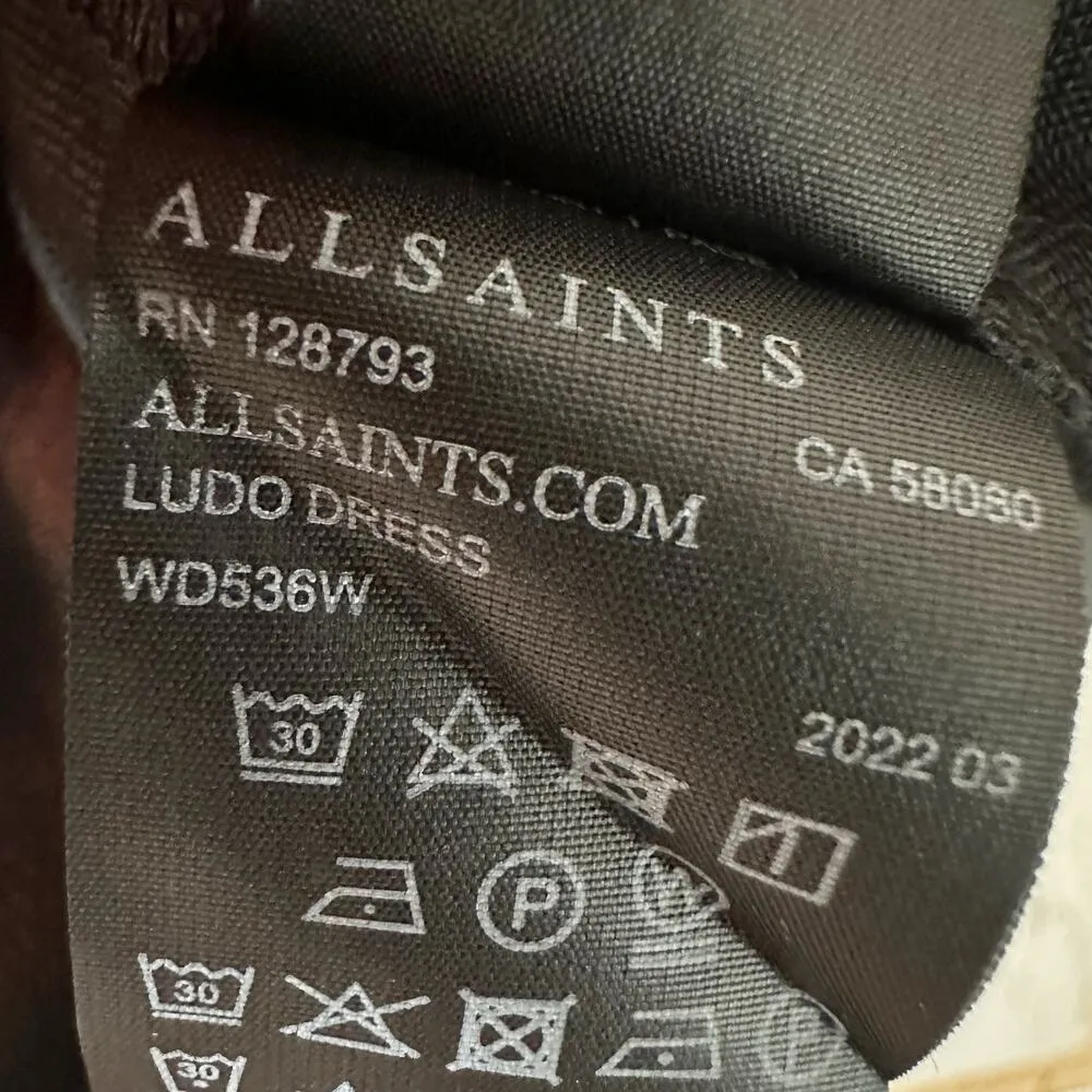 All Saints Ludo Black Cut Out Open Back Halter Linen Blend Midi Dress Size US 8 - Image 9