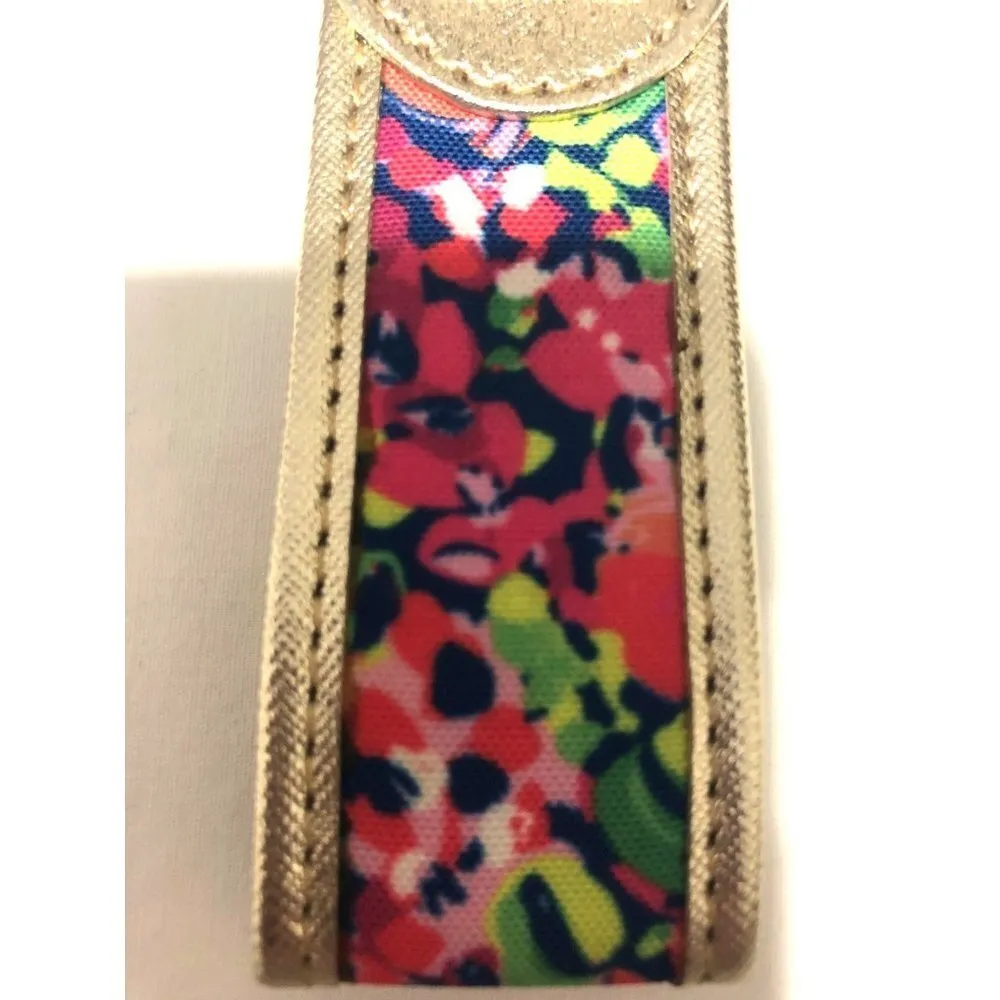 Lilly Pulitzer Wild Confetti Key Fob Ring Gold Pink Multi Color Metallic - Image 3