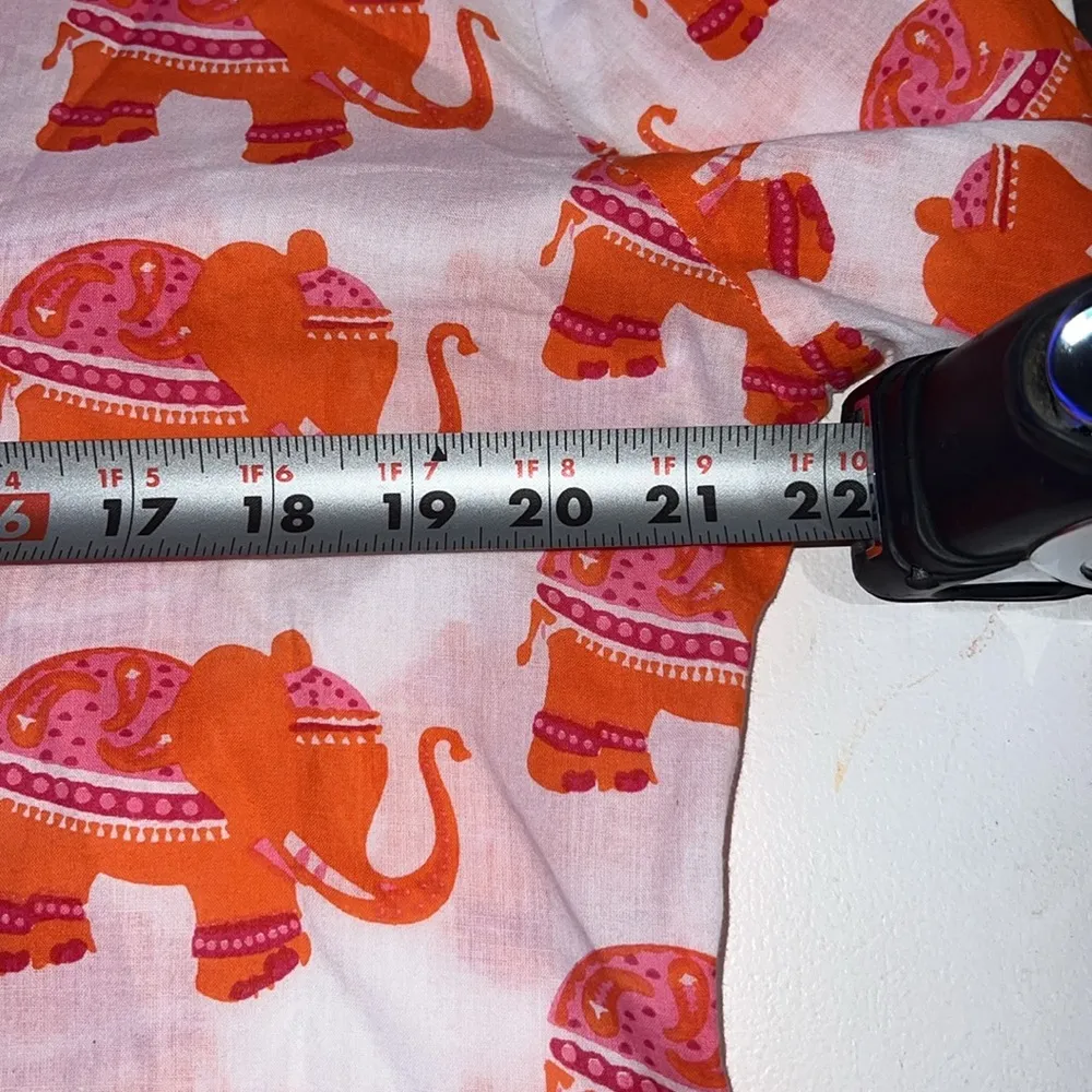 Madison Mathews Orange and Pink Elephant Novelty Top 100% cotton Size M - Image 6