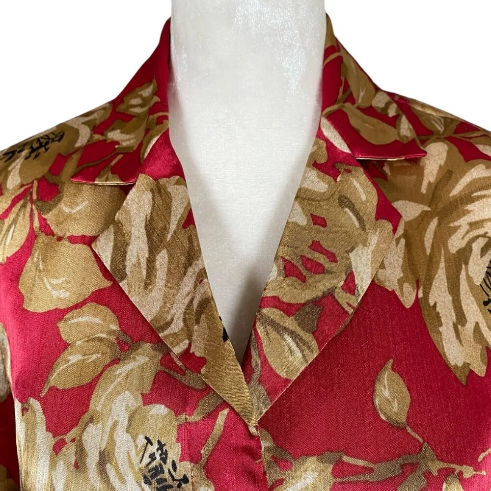 women's PP cranapple floral long sleeve collared tie front blouse - Image 5