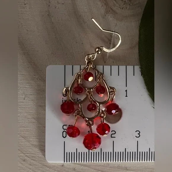 Red Chandelier Bead Earrings NWT - Image 5
