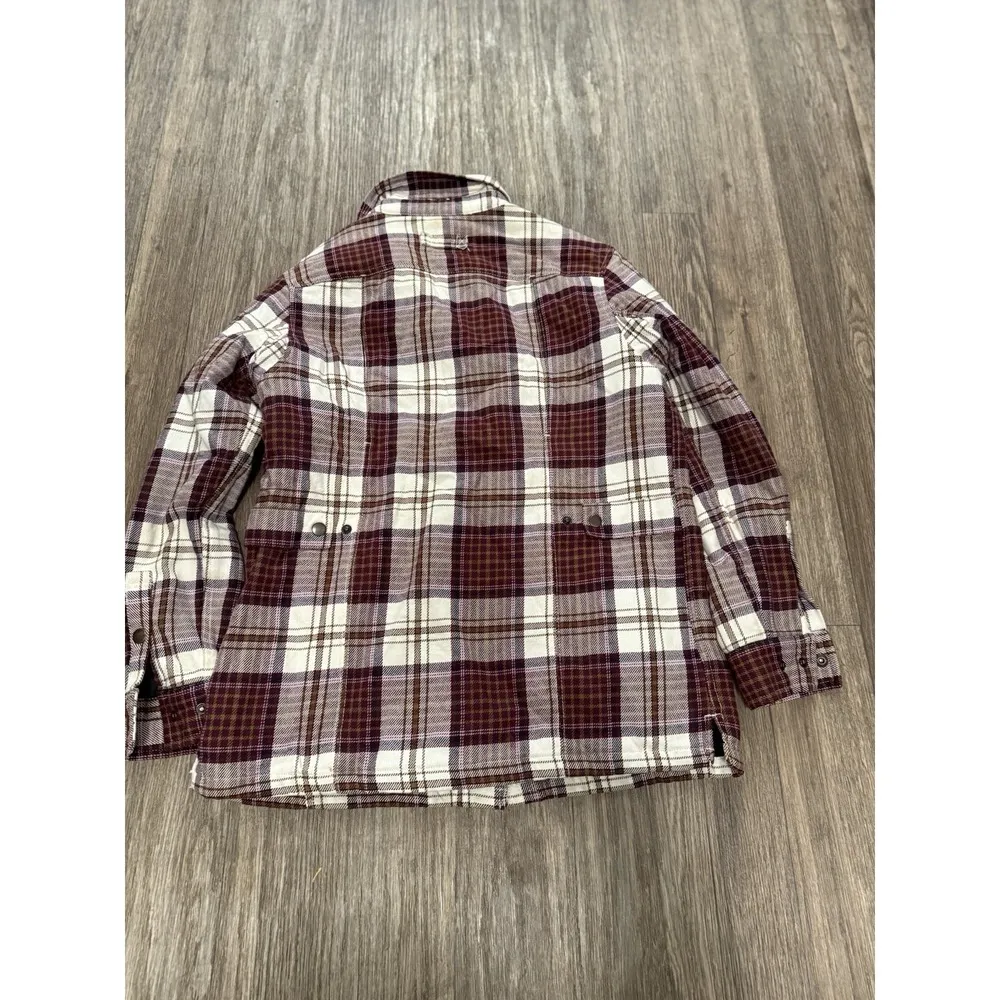 Duluth Trading Shacket Womens S Plaid Flapjack Flannel Shirt Jacket Thermal Line Red - Image 11