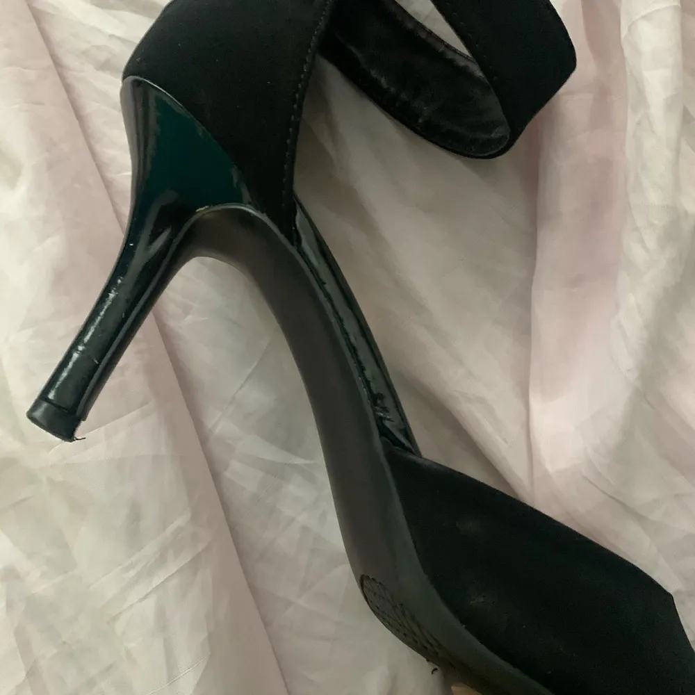 black suede buckle heels - Image 7