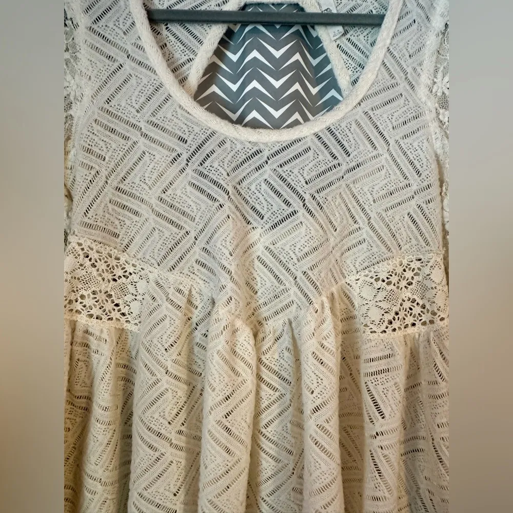 Free People | Ivory Gracie Lace Peplum Babydoll Top, Size S - Image 4