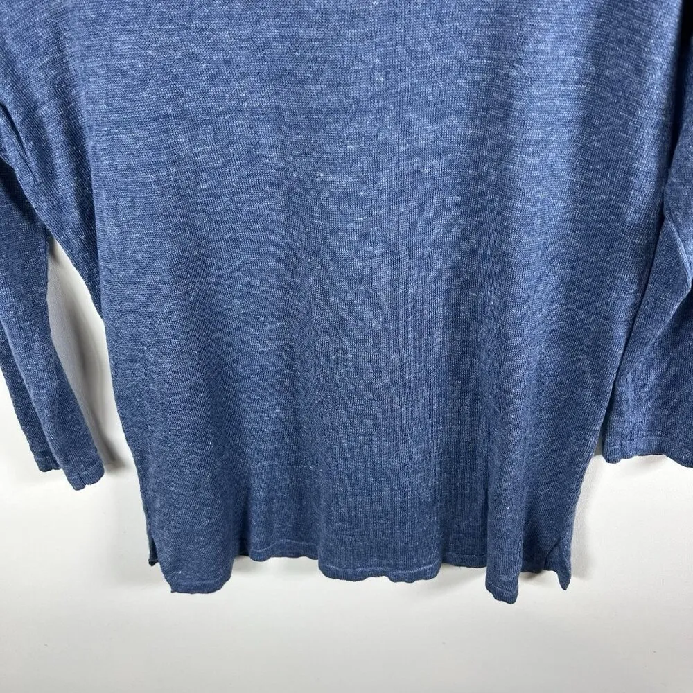 J. McLaughlin 100% Linen Blue Knit Long Sleeve Boat Neck Sweater Top Size‎ Small - Image 10