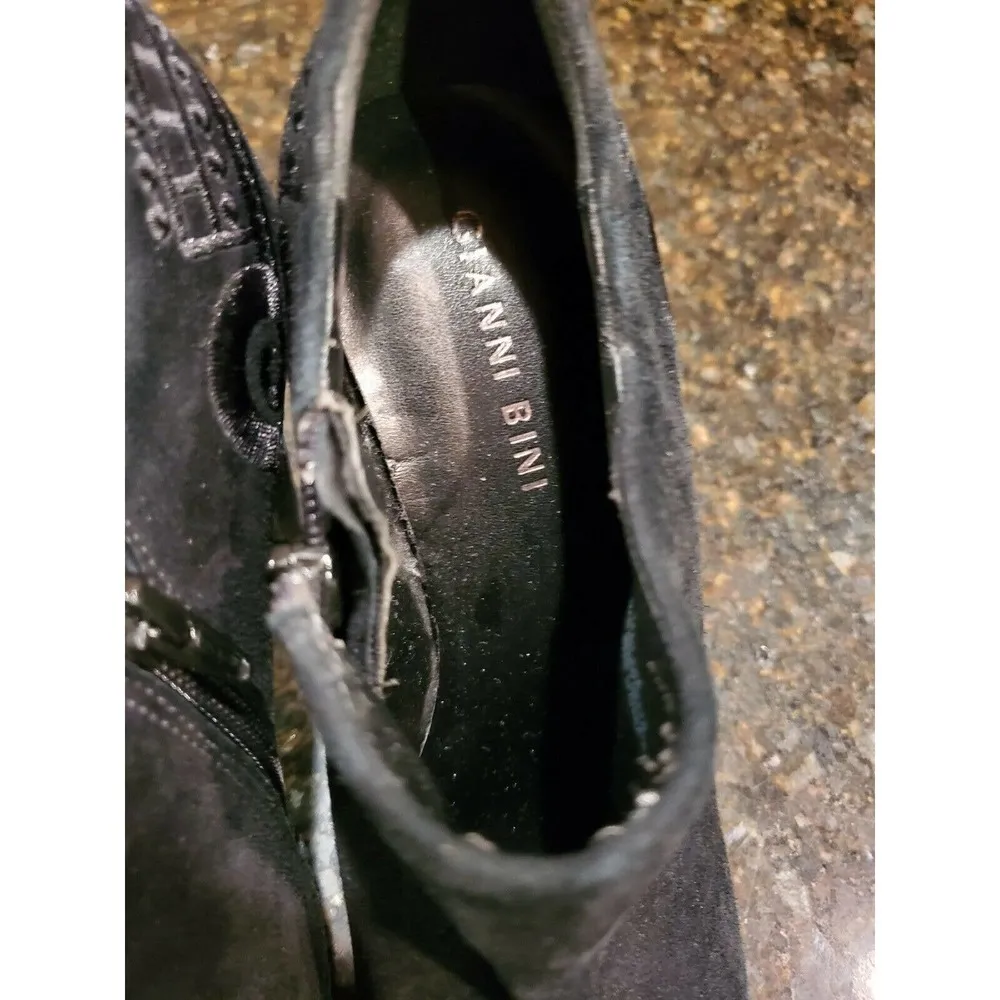 Gianni Bini Black Suede High Heel Booties Sz 7.5M - Image 3
