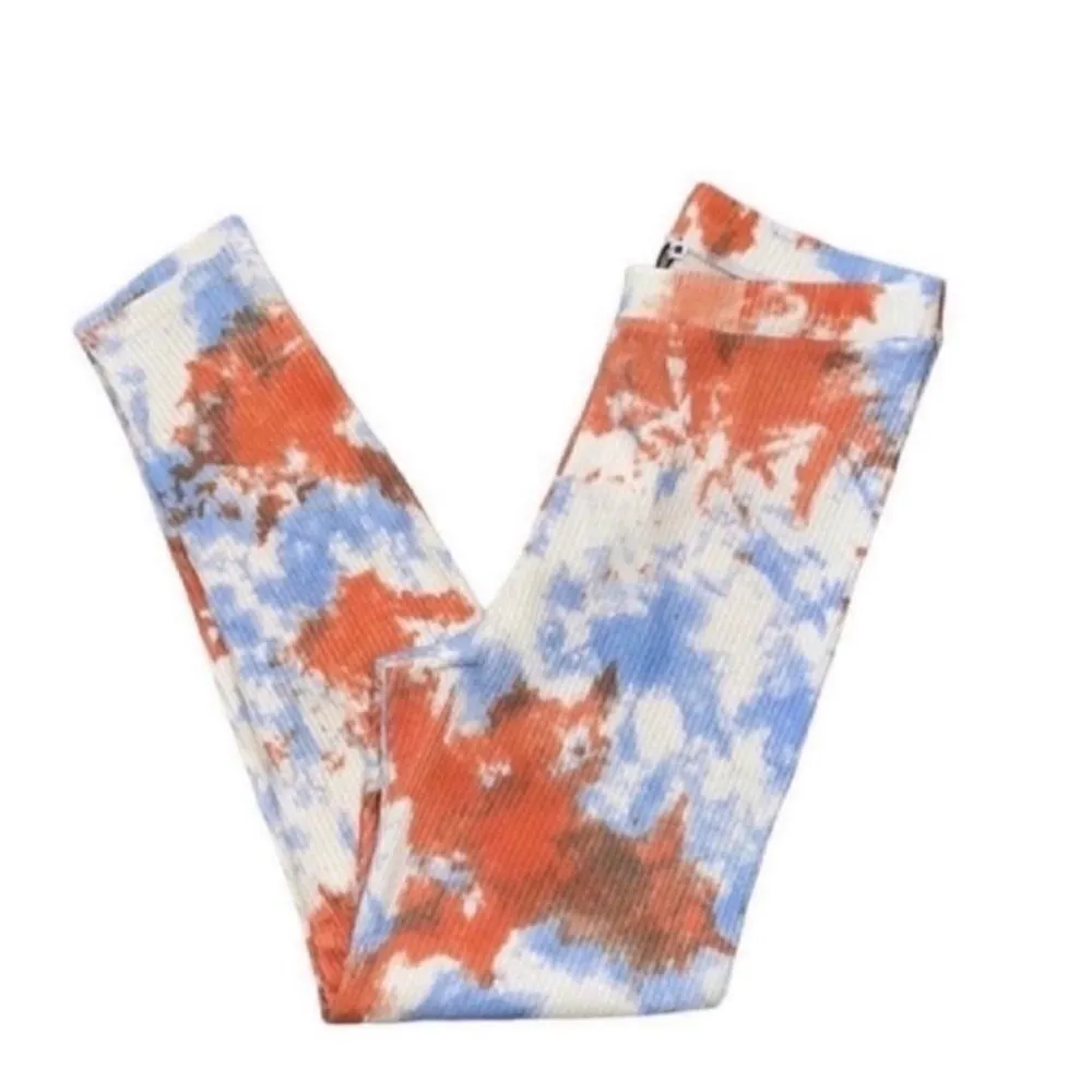 Zara Tye Dye Orange & Blue Ribbed
Leggings(Size Medium) - Image 2
