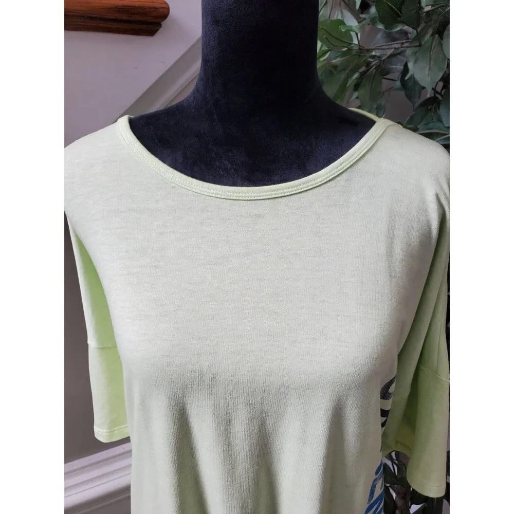 Live Well Womens Green Solid Cotton Round Neck 3/4 Sleeve Top Blouse Size 26/28W - Image 2