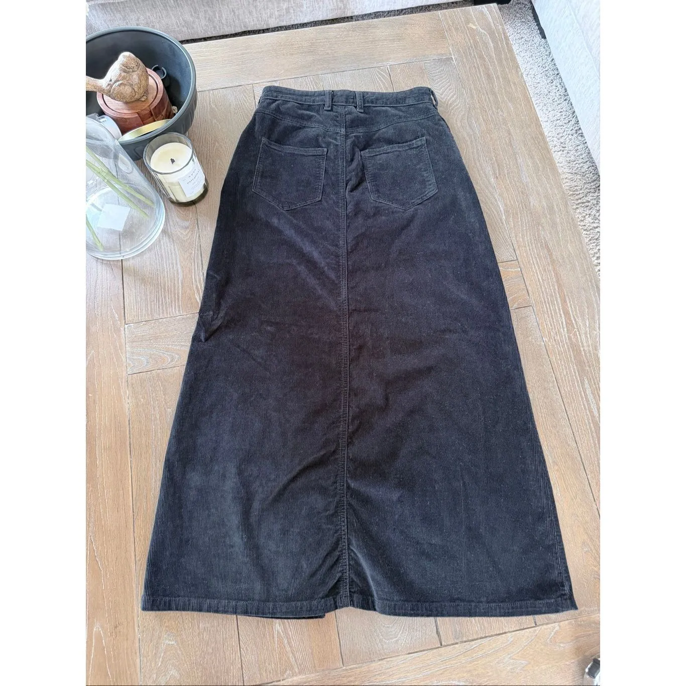 PILCRO The Madi Front-Slit Corduroy Skirt - Black Size 4 - Image 5