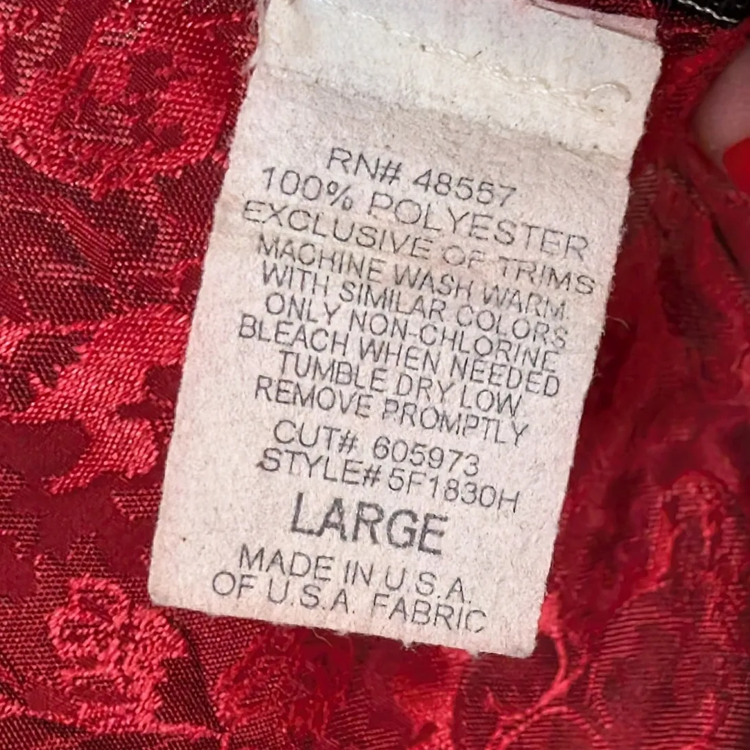 Vintage 90s Red Floral Jacquard Slip Dress Midi Maxi Private Luxuries USA L - Image 5