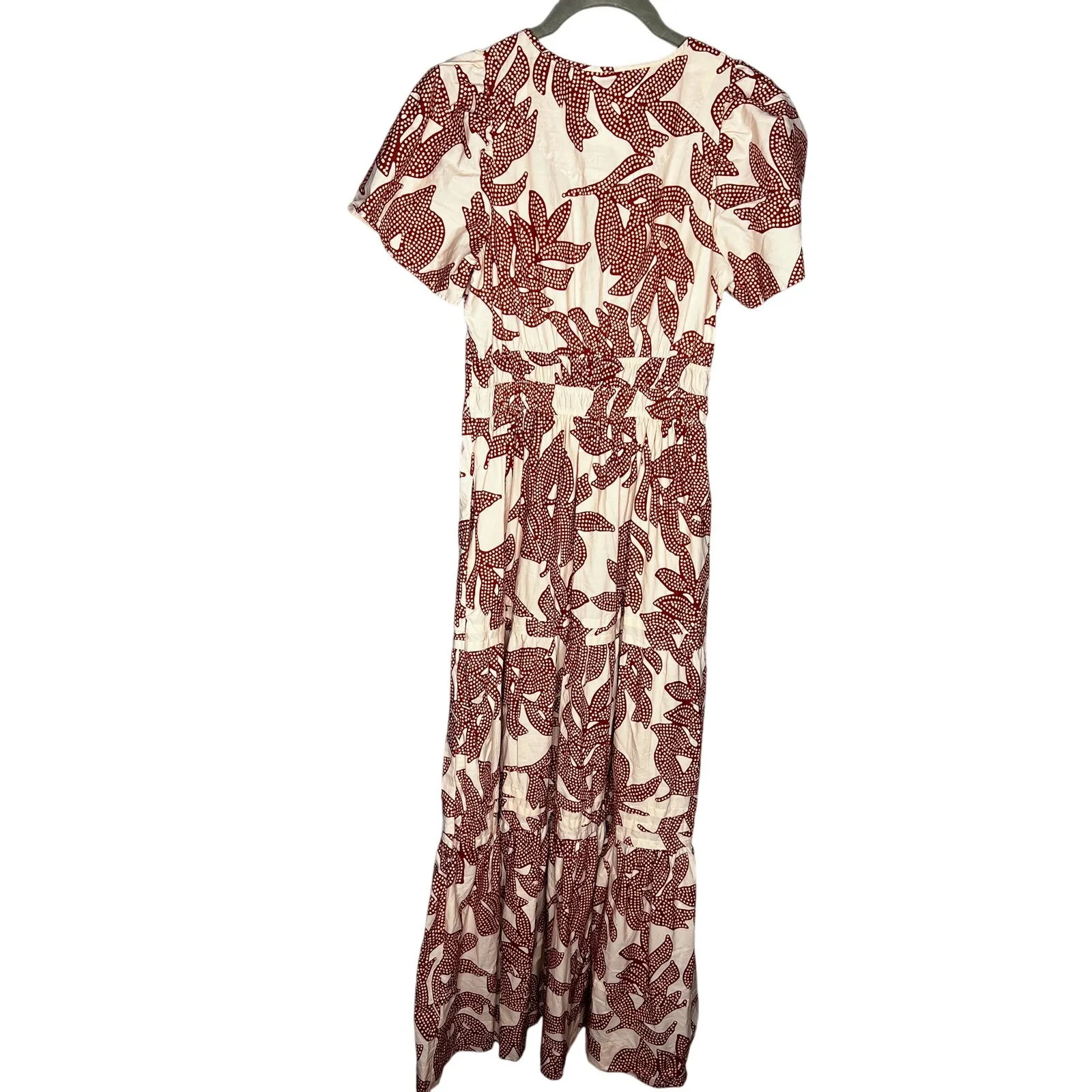 Anthropologie Somerset Maxi Dress Size XS Neutral Floral Dot‎ Brown Cotton - Image 6