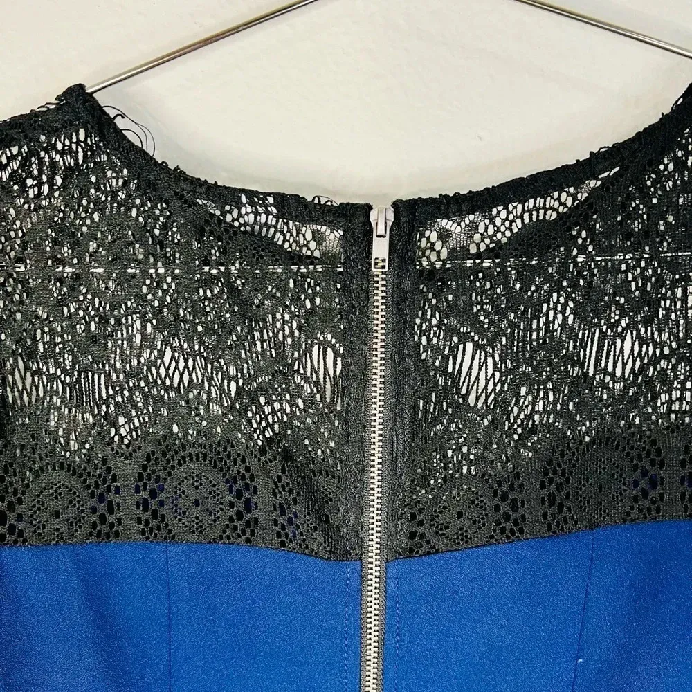 Xhilaration Navy Blue Dress Black Lace Long Sleeves Effortless Elegance Size XS - Image 8