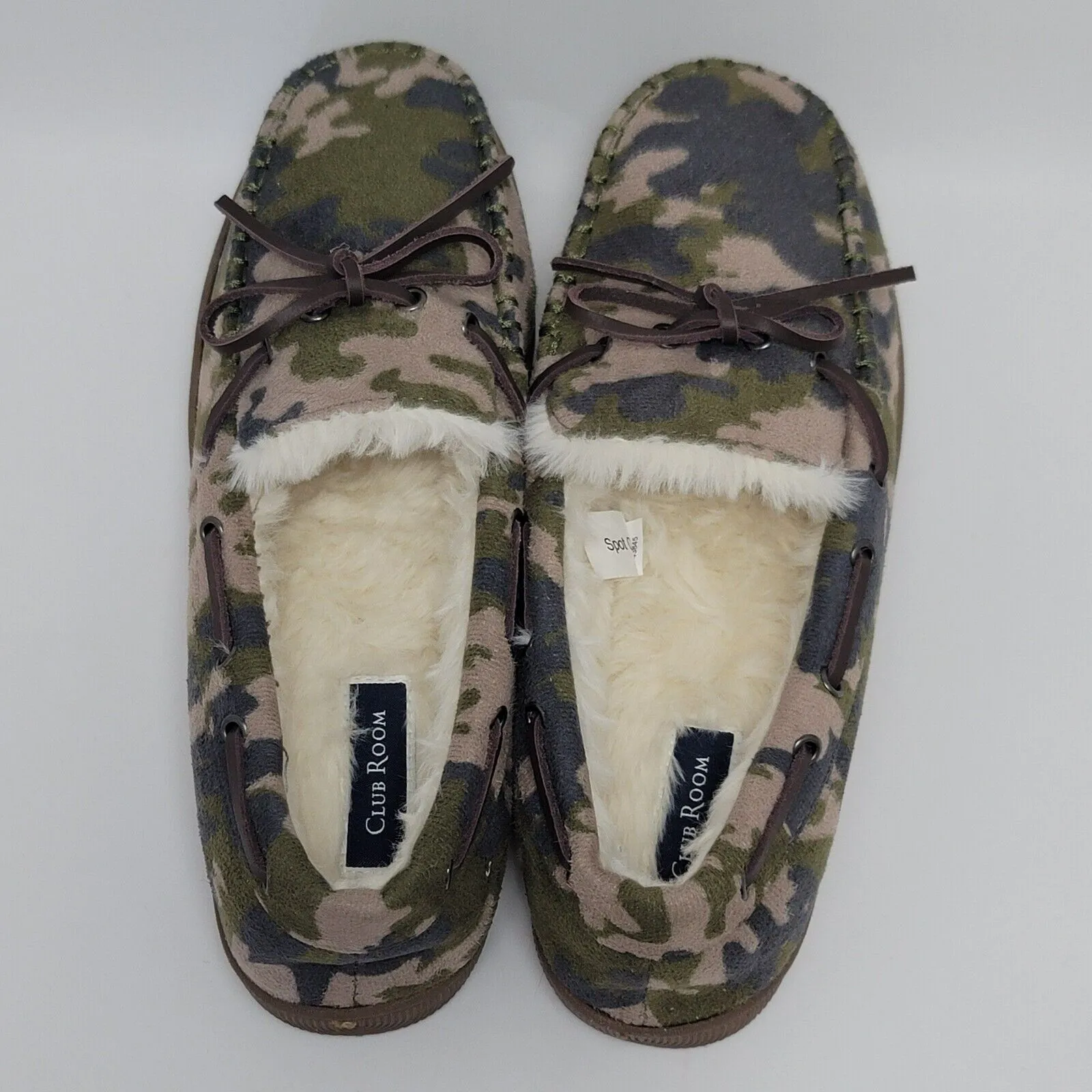 Club Room Faux Fur Lining Camouflage Moccasin Slip On Boat Shoes Size M 8 - Image 2