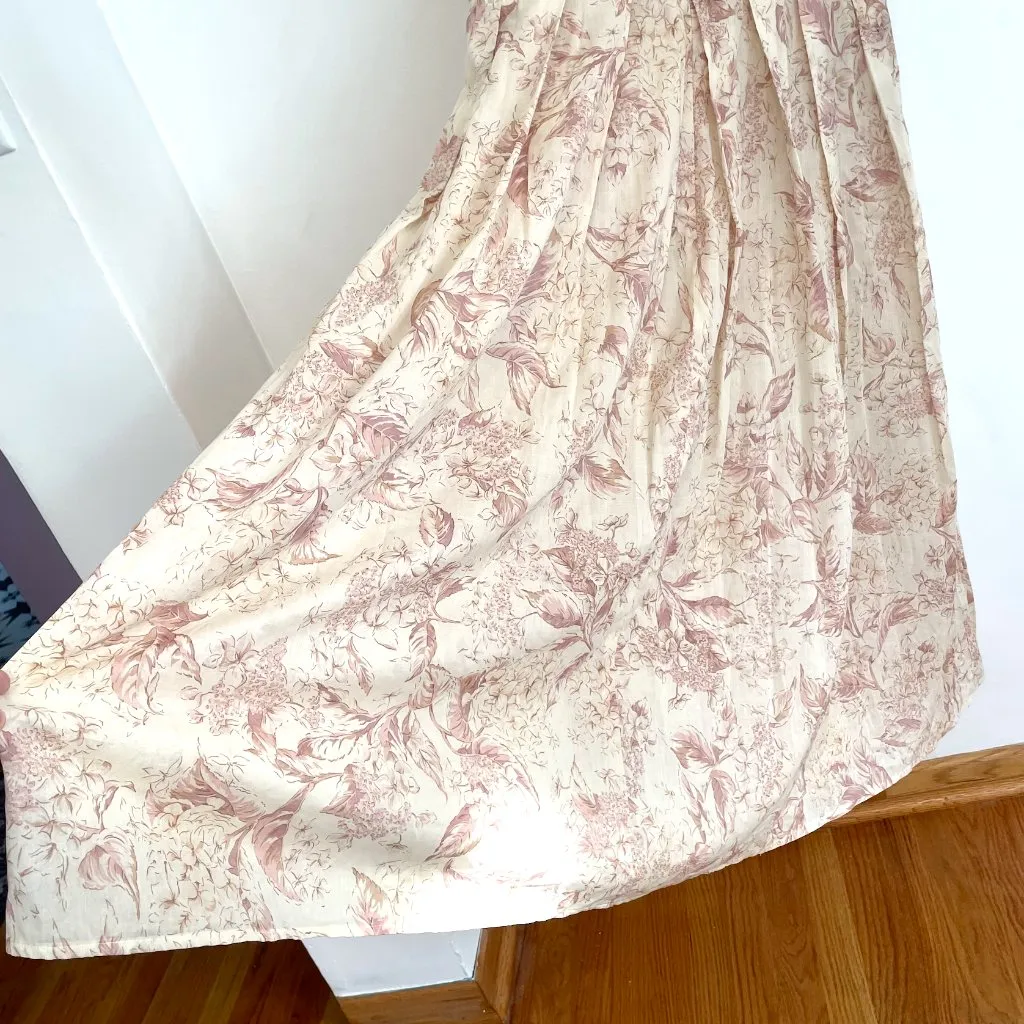 VINTAGE VTG LAURA ASHLEY Cream Beige Pink Floral Cottagecore Midi Tea Dress 12 - Image 16