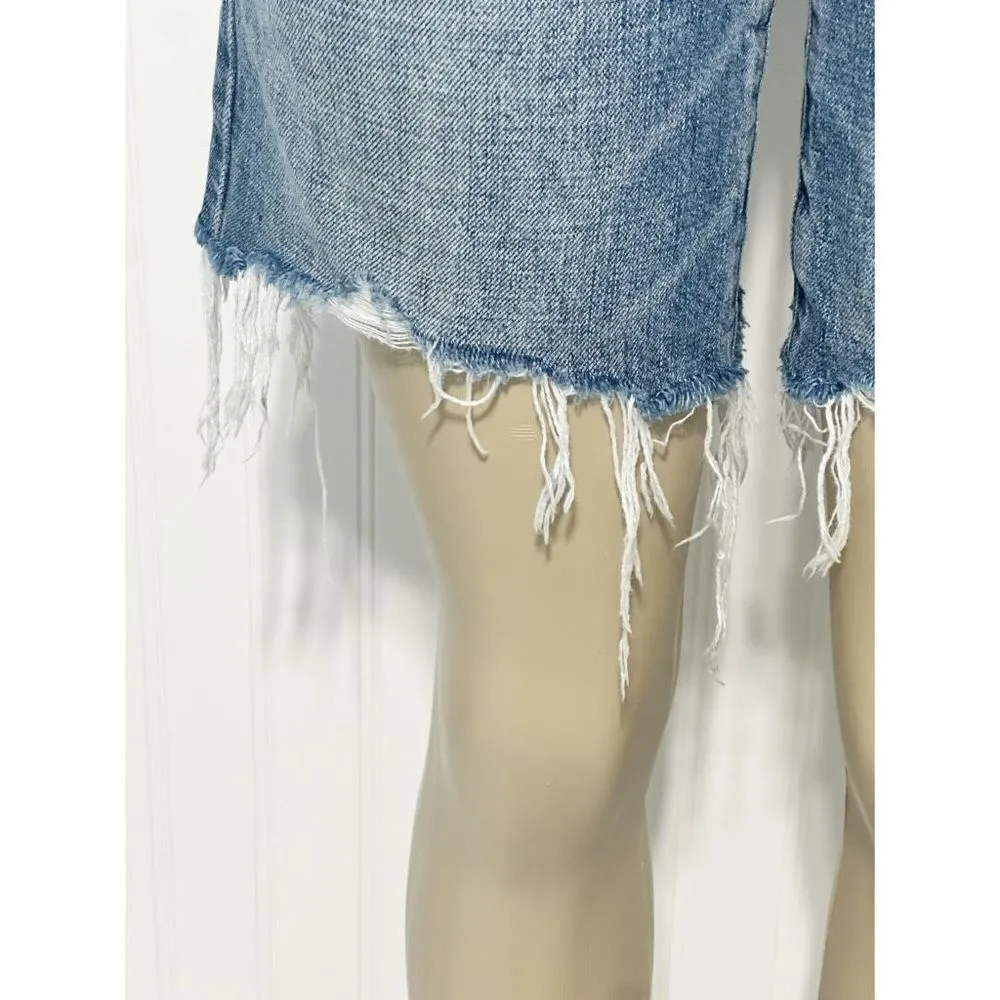Pistola Women's Blue Medium‎ Denim Wash Frayed Distressed Raw Hem Long Short 25 - Image 4