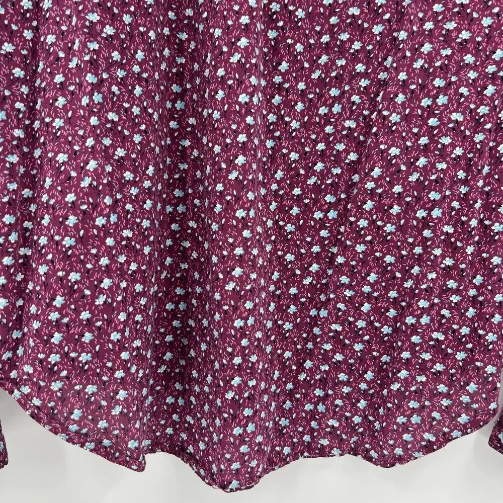 Anthropologie Maeve Calico Ditzy Floral Purple Button‎ Down Shirt Blouse Size 4 - Image 9