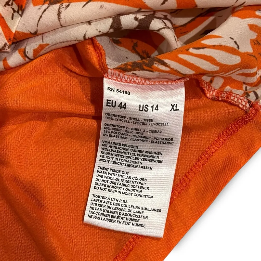 Bogner Women's Tropical Print Dual Fabric Shirt Blouse V - Image 2