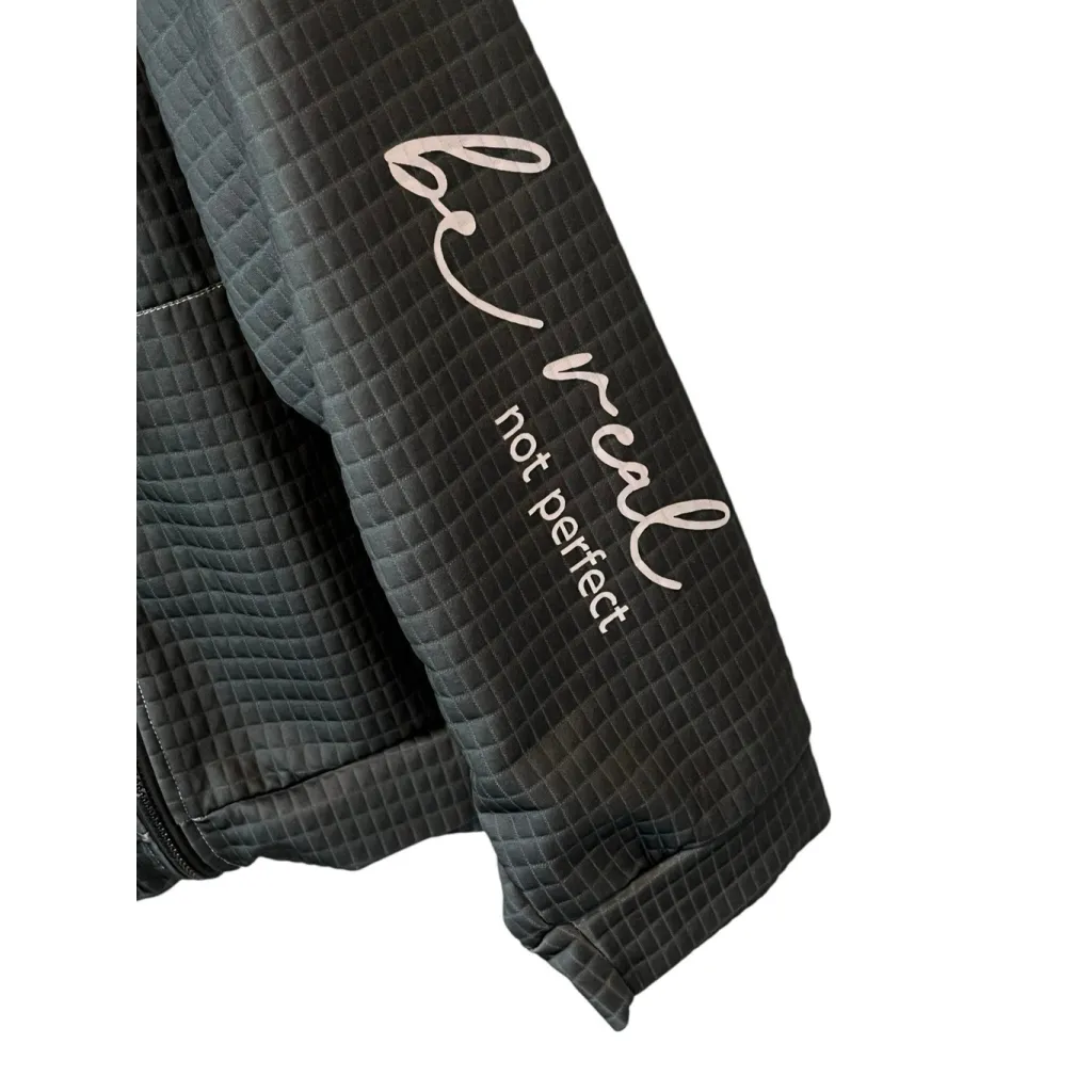 Fujian Ganzhou Oversized Hoodie Womens 9XL Green Be Real Logo Full Zip Waffle Size XL - Image 6