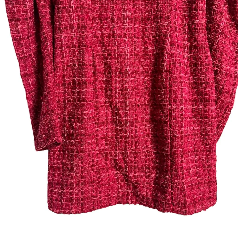 Flying Tomato Pink Red Tweed Puff Long Sleeve Sheath Mini Dress Size Medium - Image 6