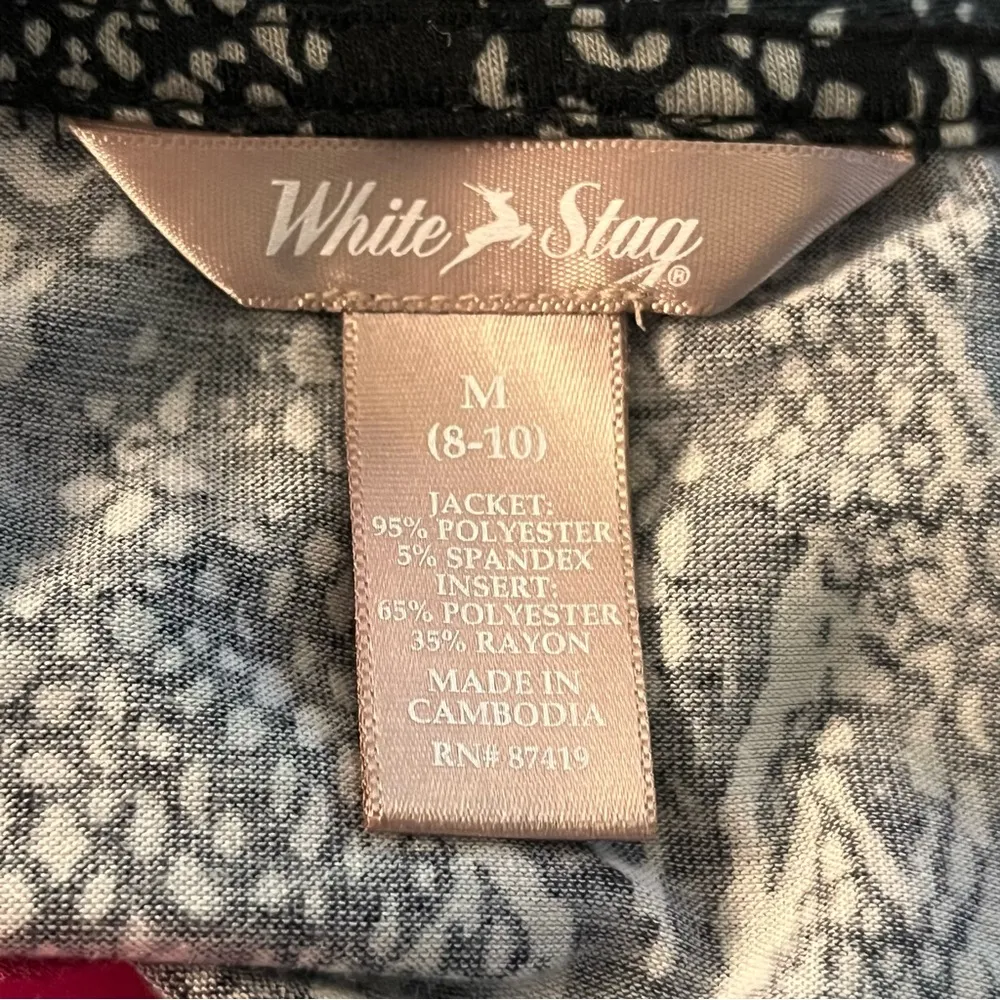 White Stag Draped Cardigan Lightweight Stretch Snake Print M - Image 3