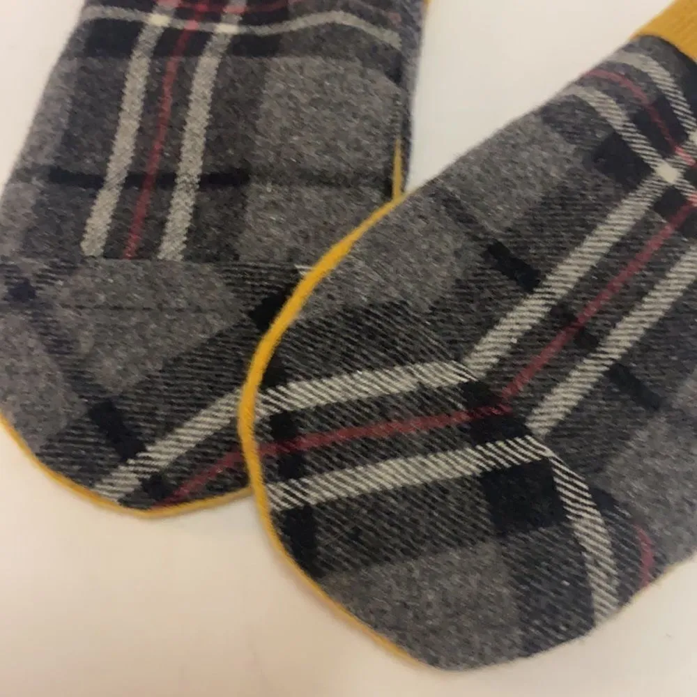 Plaid Light Weight Wool Mittens D10 Yellow - Image 3