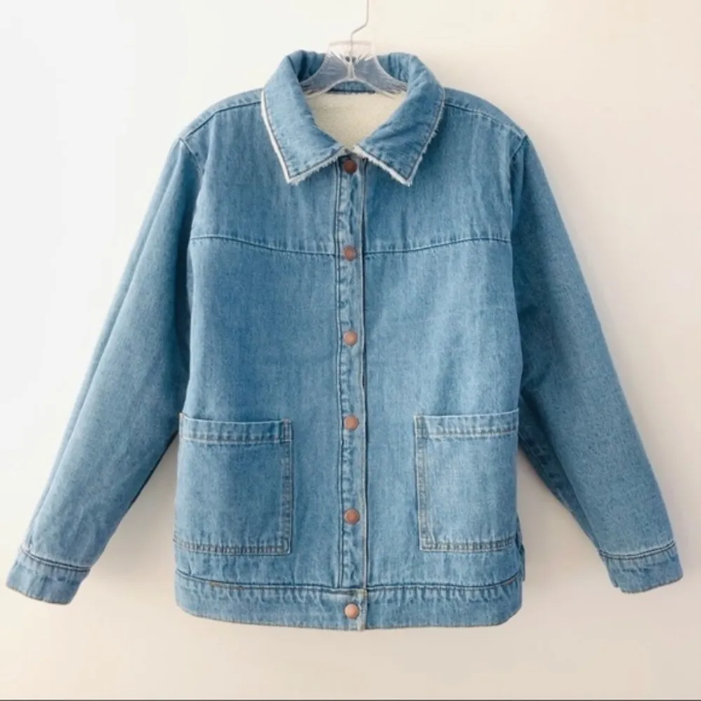 🆕 BP. Reversible Faux Fur Denim Jacket in Ivory Shearling/Classic Indigo…​​​ - Image 10