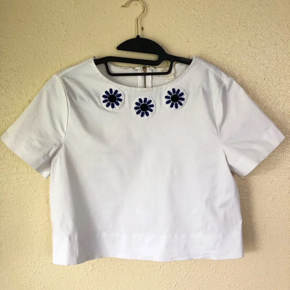 Kate Spade embroidered embellished floral boxy dressy short sleeve cropped Too - Image 2