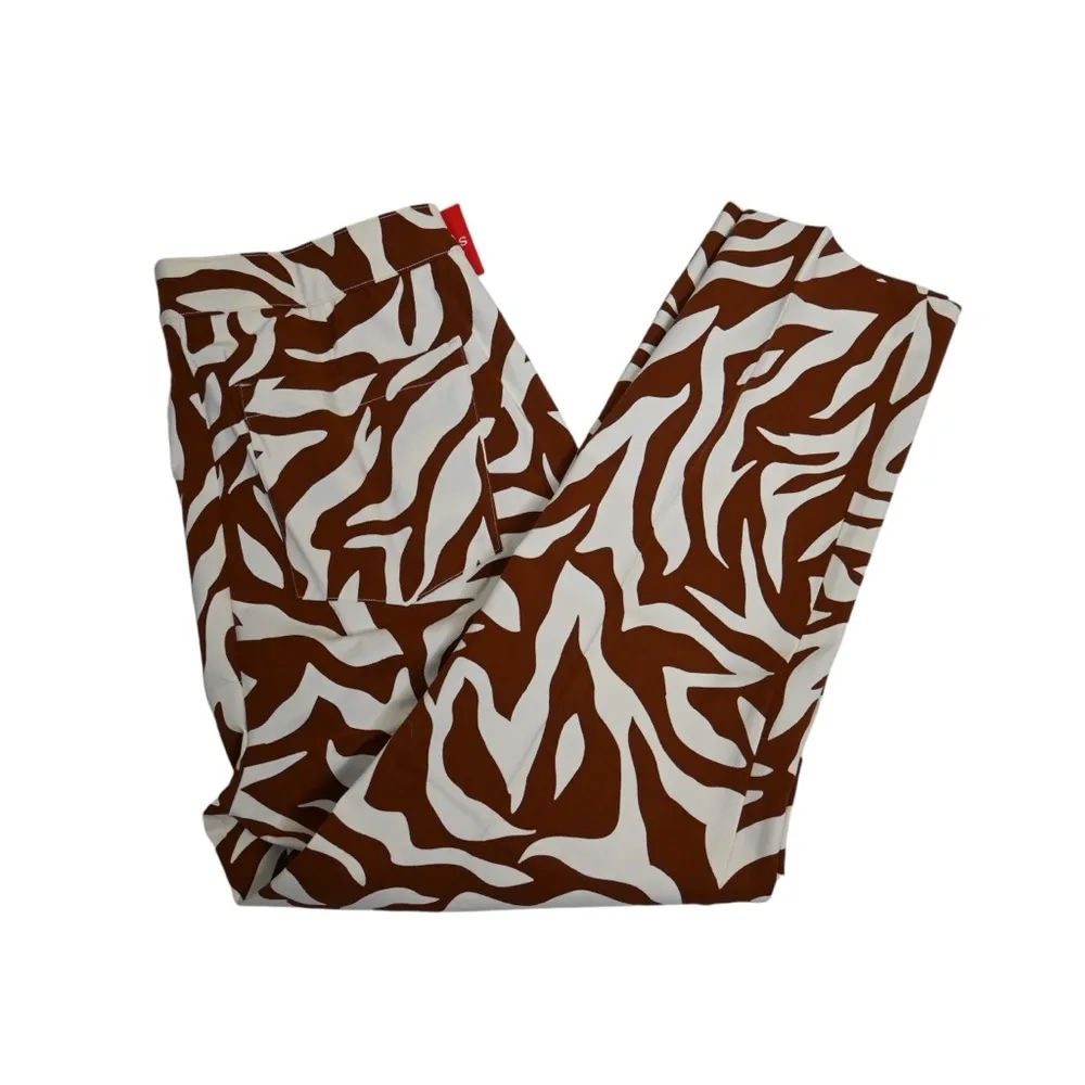 SPANX Womens L On The Go Print Ankle Slim Straight Leg Pants in Zebra Stripe NEW - Image 4