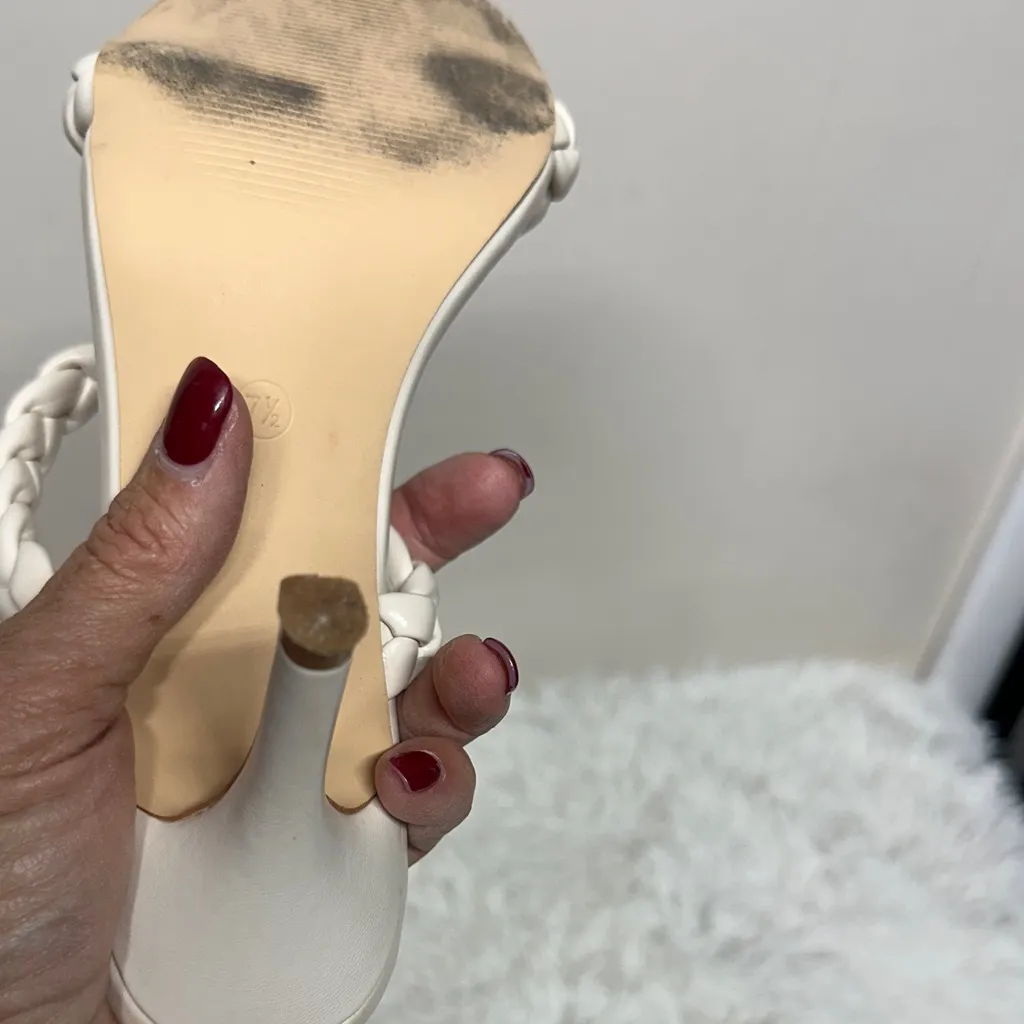 Women's Elegant Cream Braided Heels Size 7.5 - Image 5