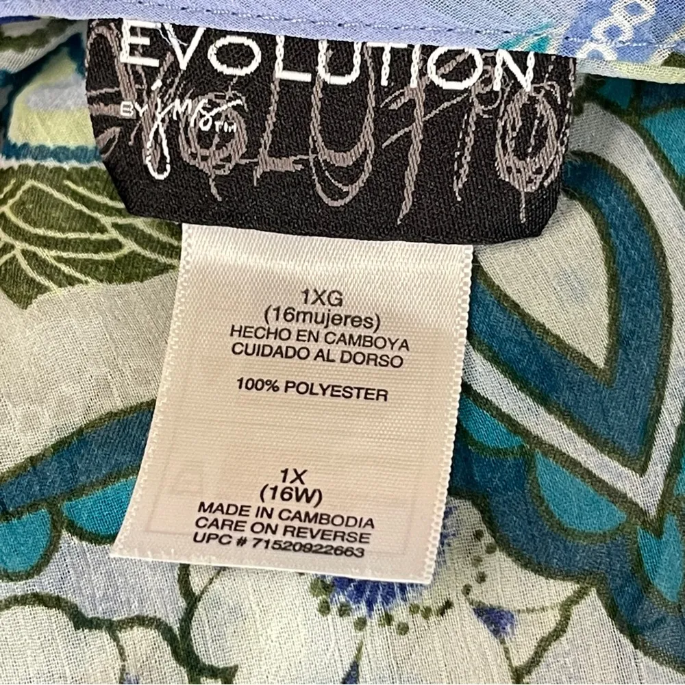 Evolution  Chiffon Boho Floral Print Peplum Blouse, 1X - Image 6