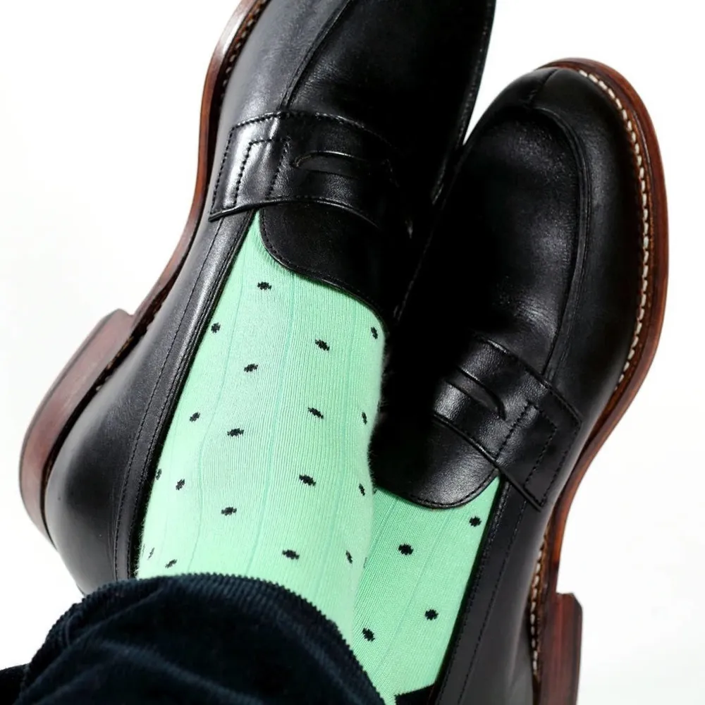 Soxfords Green Black Choco Chip Mints Polka Dot Over the Calf Long Socks - Image 21