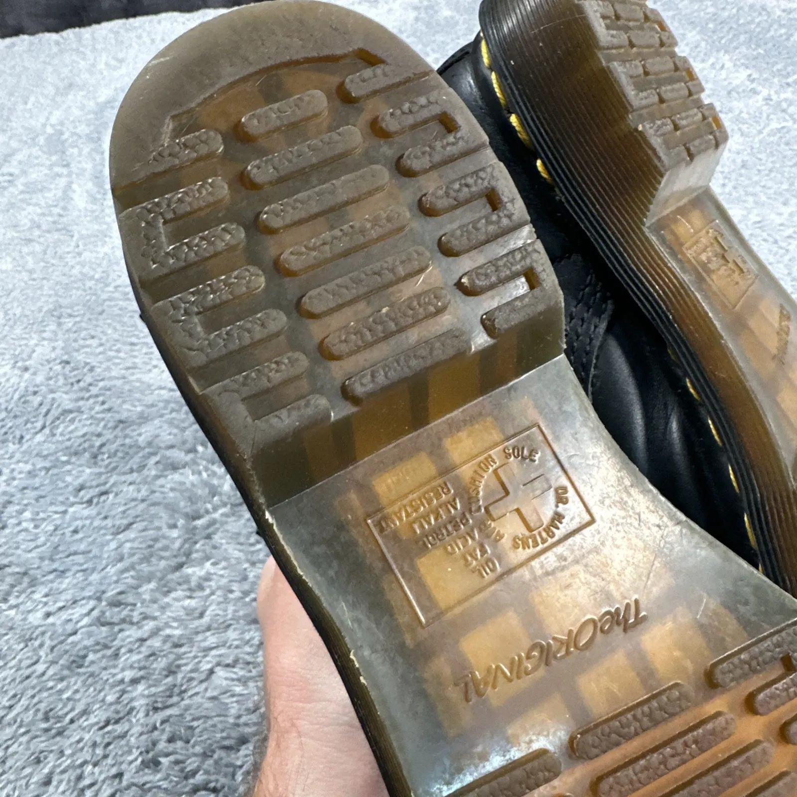 Women's Dr. Martens Lace up Boots SZ 7 BLK Leather Punk Goth Thick Soles Rubber Black - Image 5