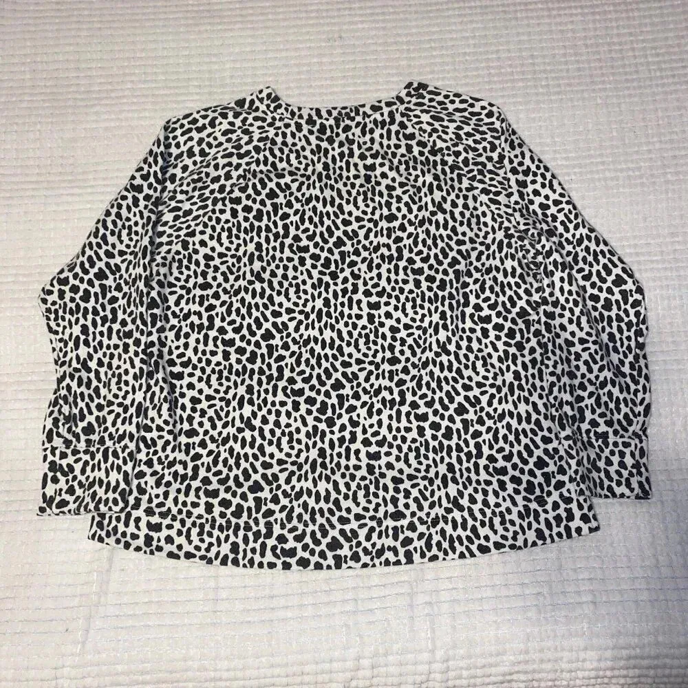 Lou & Grey LOFT Cheetah Print Terry Sweatshirt - XL Black White - Image 3
