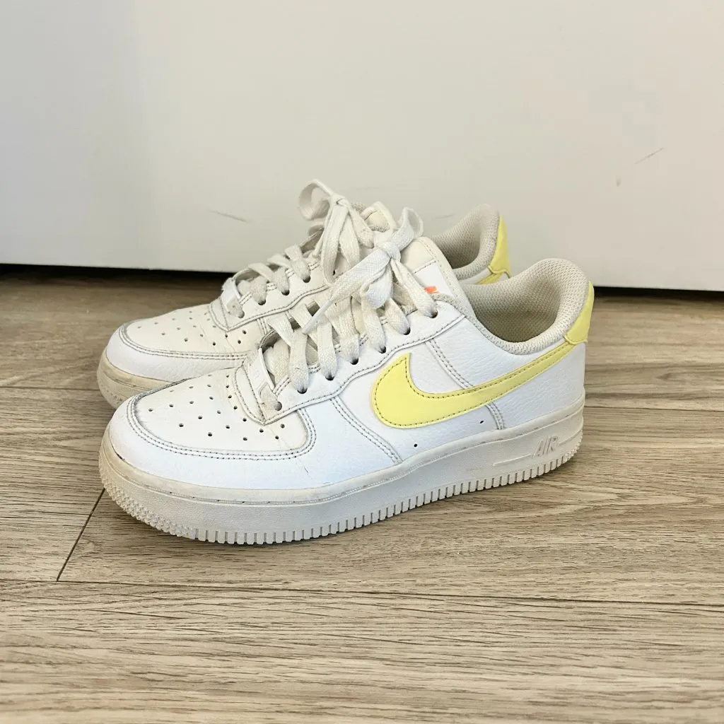 Nike Women's Air Force 1 '07' White Light Citron Size 5 - Image 9