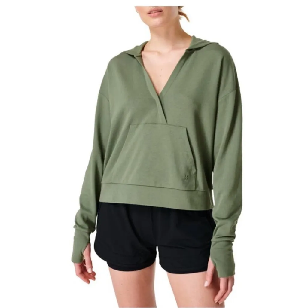 Sweaty Betty Green Hooded Pullover Sweatshirt | Size M - Image 2