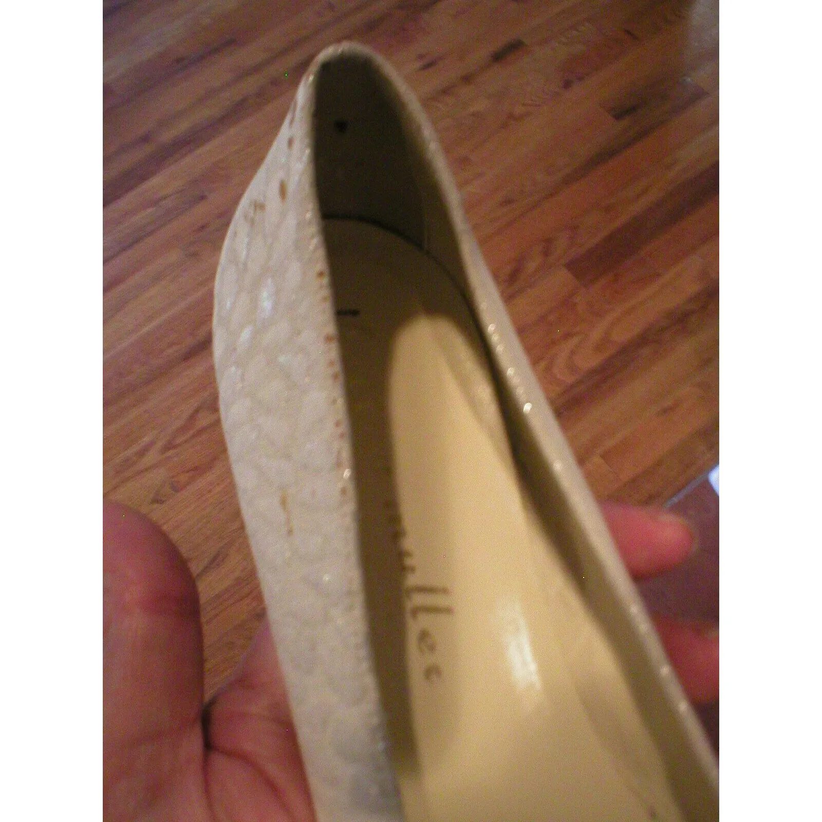 New Bettye Muller Womens 38.5 Designer Italy 8.5 Flats White Silver Rainrop Shoe - Image 12