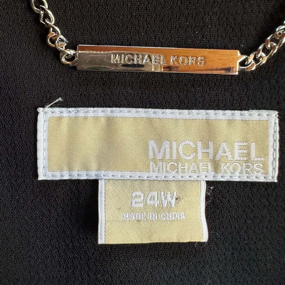 Michael Kors Black Silver Studded Drape Front Blazer Womens Size 24W - Image 6