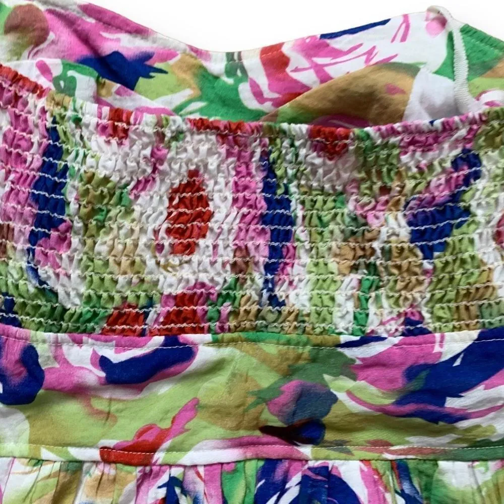 Eva Rose Dress Fuchsia Pink Floral Printed Strapless Sweetheart Neckline Mini White - Image 9