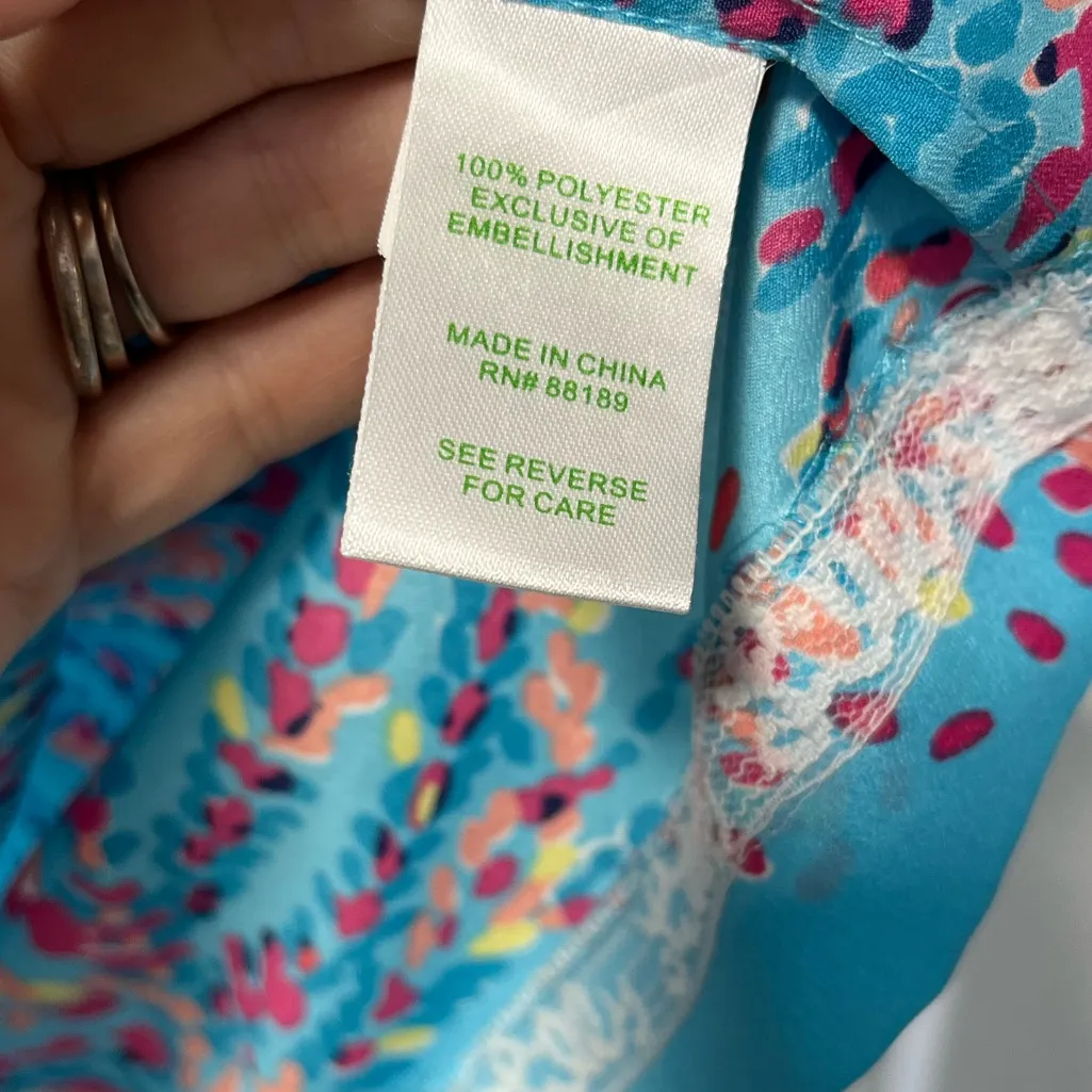 Lilly Pulitzer Wilda Beaded Caftan Blue Teal Tunic Dress size XS - Image 6