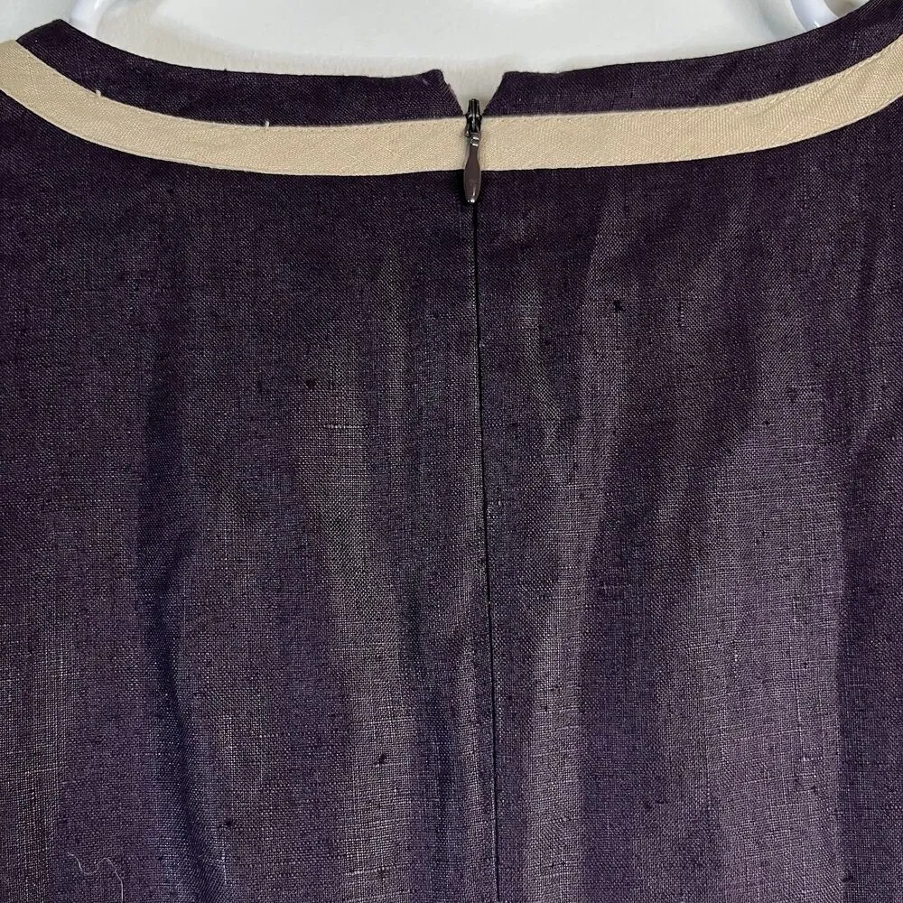 Saja Womens Dress Sz 8 Dark Purple 100% Linen Casual Sheath Career Professional - Image 10