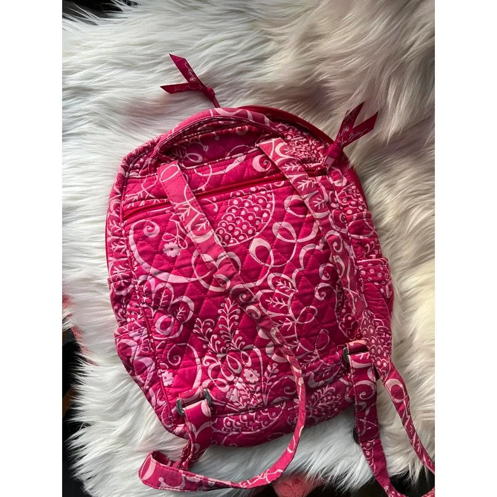 Vera Bradley Quilted Pink and White Backpack - Image 6