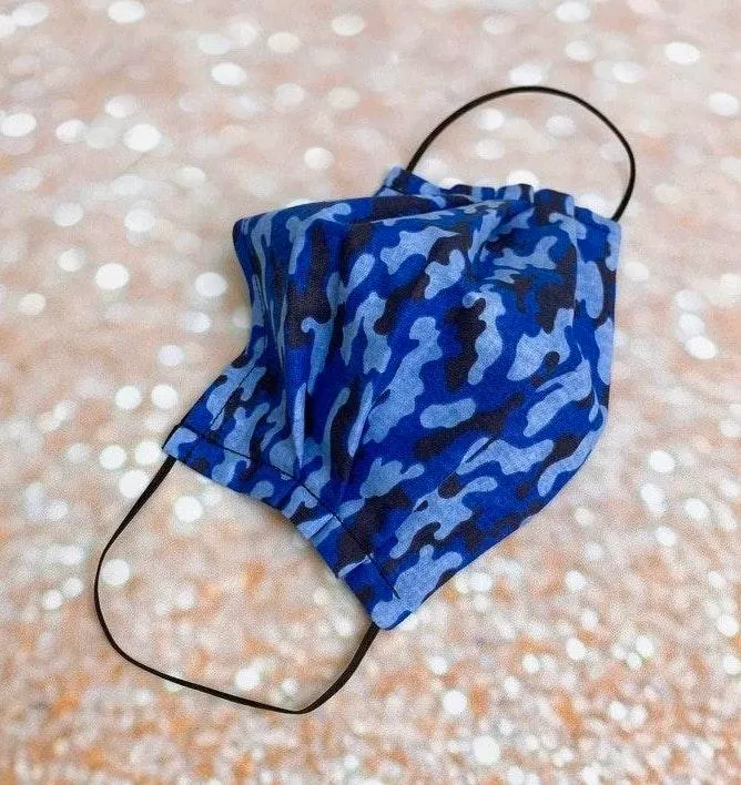 Blue Camo Premium Cotton Face Mask - Image 2