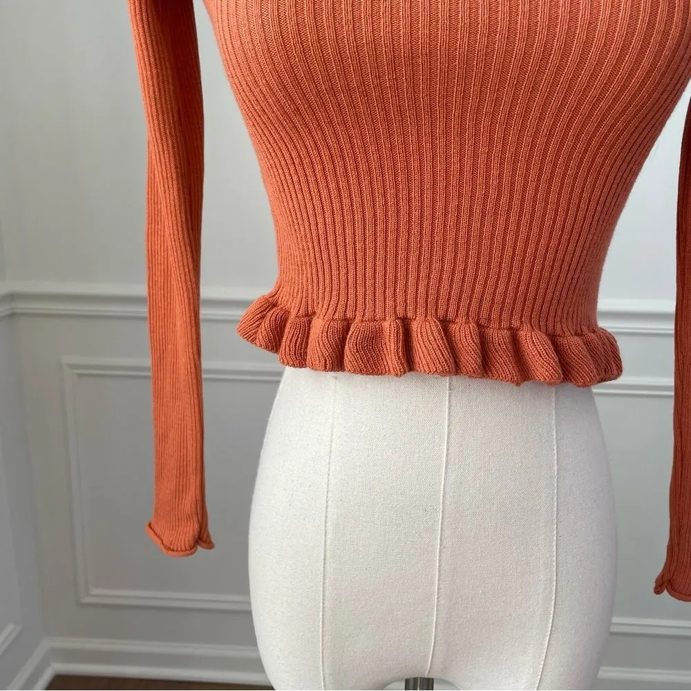 NWT ASOS Burnt Orange Rust Bardot Style Crop Top 4 - Image 6