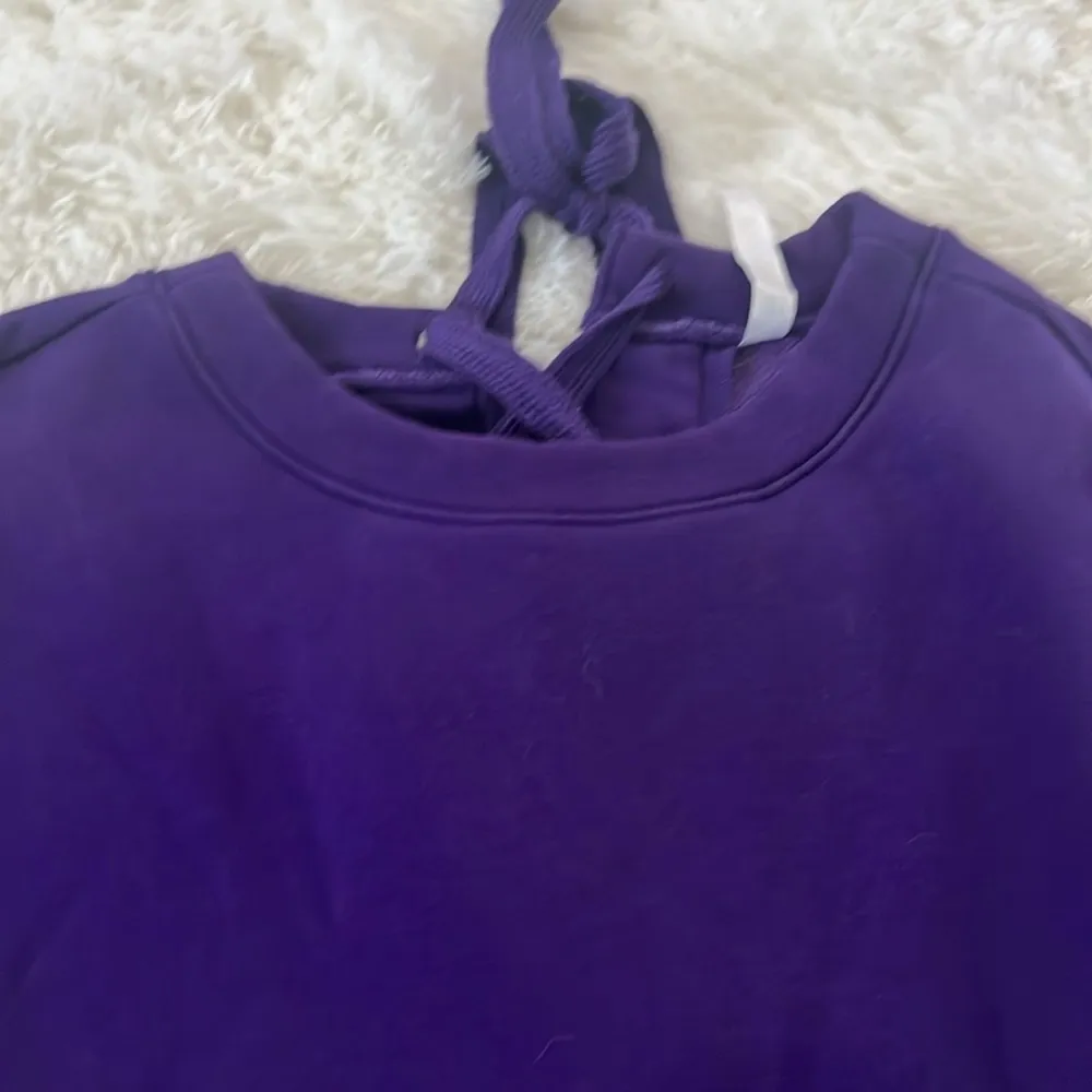 Fabletics Nina Lace Up Back Pullover Sweatshirt Color Purple Size S EUC - Image 3