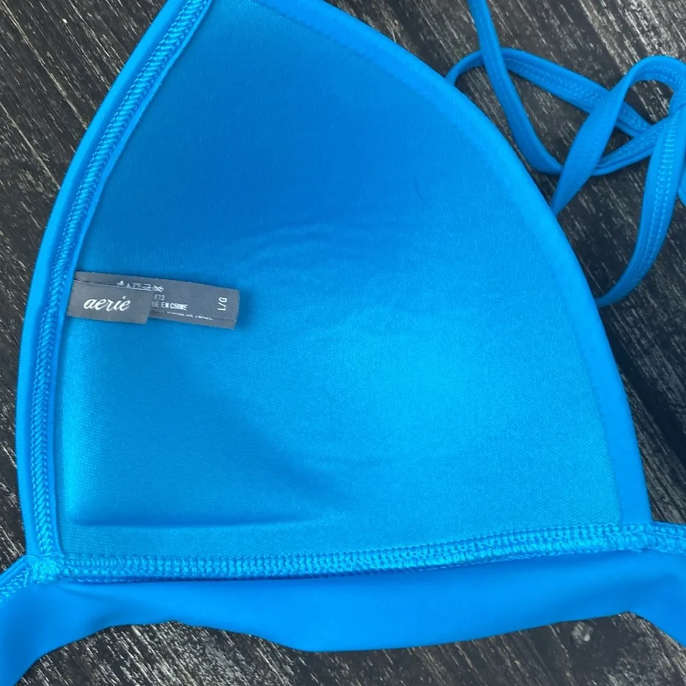 Aerie Blue Padded Contour Long Wrap Strap Bikini Swim Bathing Suit Top L - Image 5